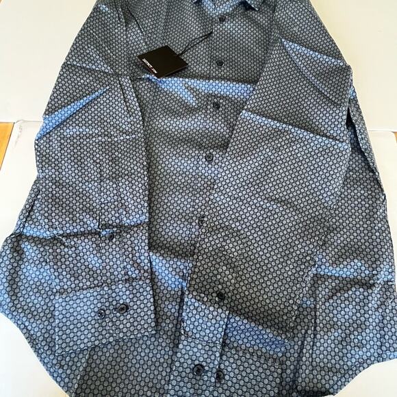 Dstrct & row Navy Blue Slim Fit Long Sleeve Button Up Collard Shirt L-SL, NWT - Picture 4 of 9